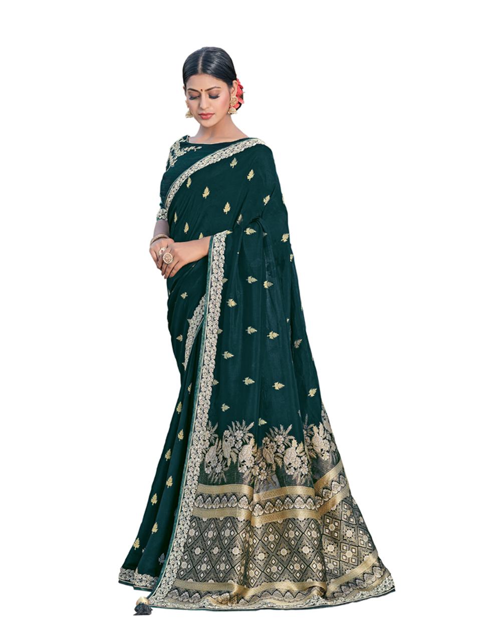 green ART SILK Saree for Women With Blouse SD28523