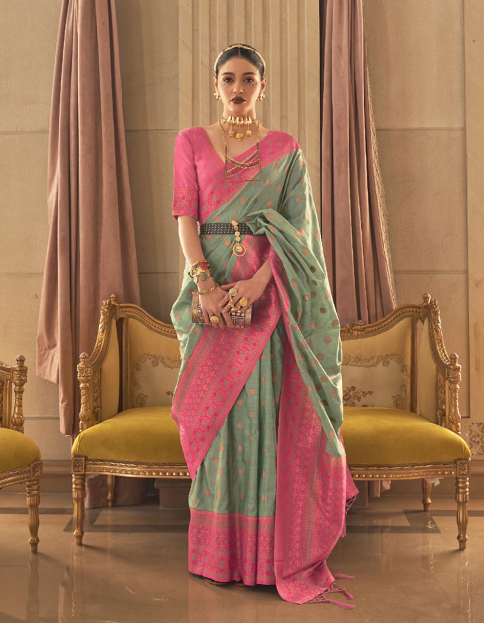 green ART SILK Saree for Women With Blouse SD28474