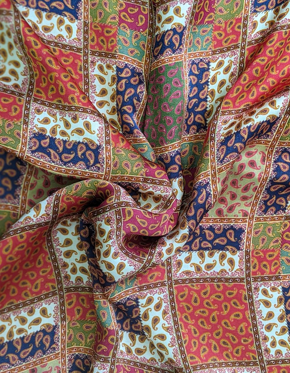 Multicolor Gaji Silk Unstitched Fabric for Men & Women's Shirt/Kurta/Top/Kameez FB90