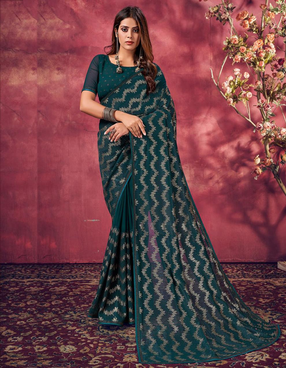 Green Pure Georgette  Saree for Women With Blouse SD27766