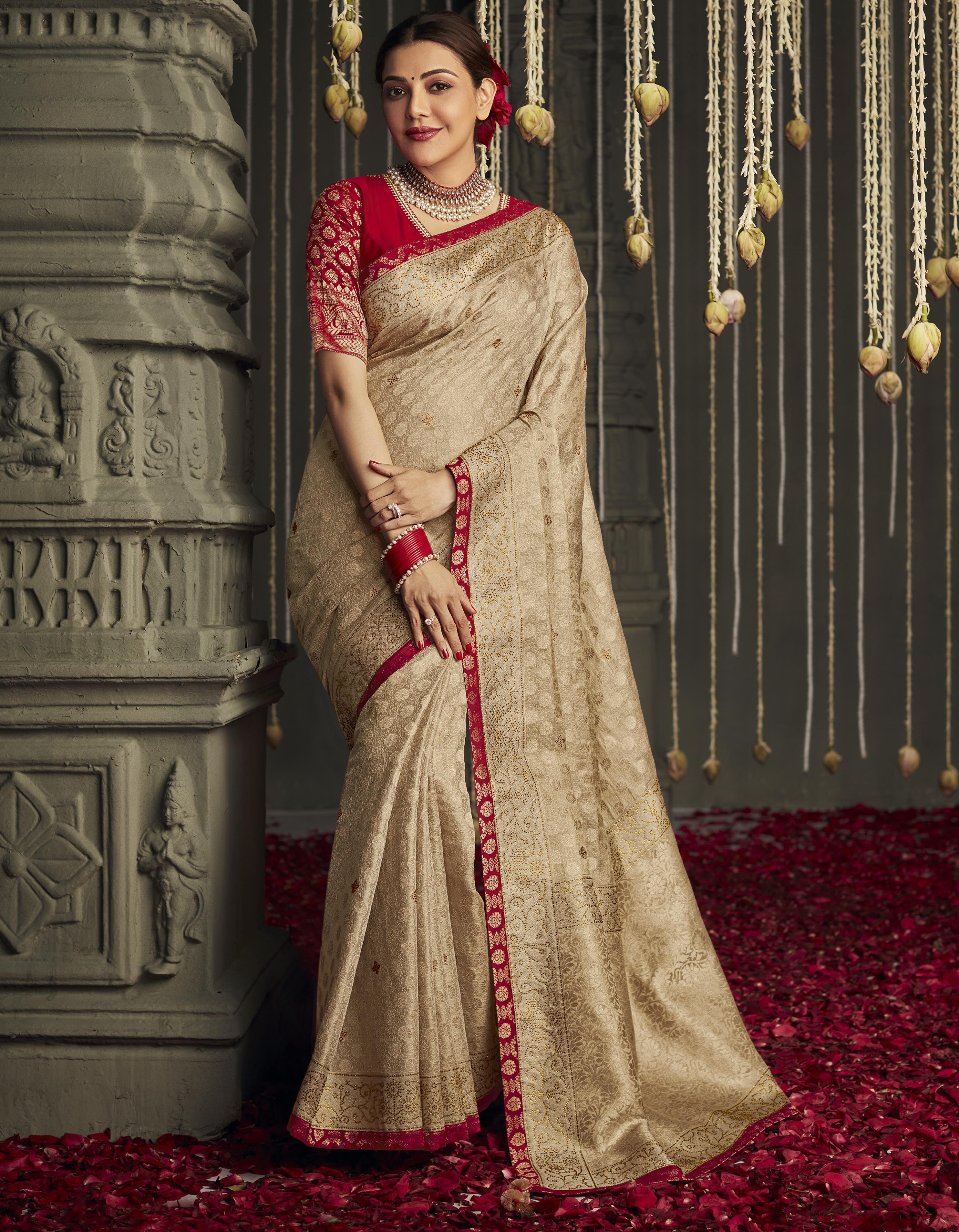 Beige Fancy Silk Festive wear Saree for Women With Blouse SD27276