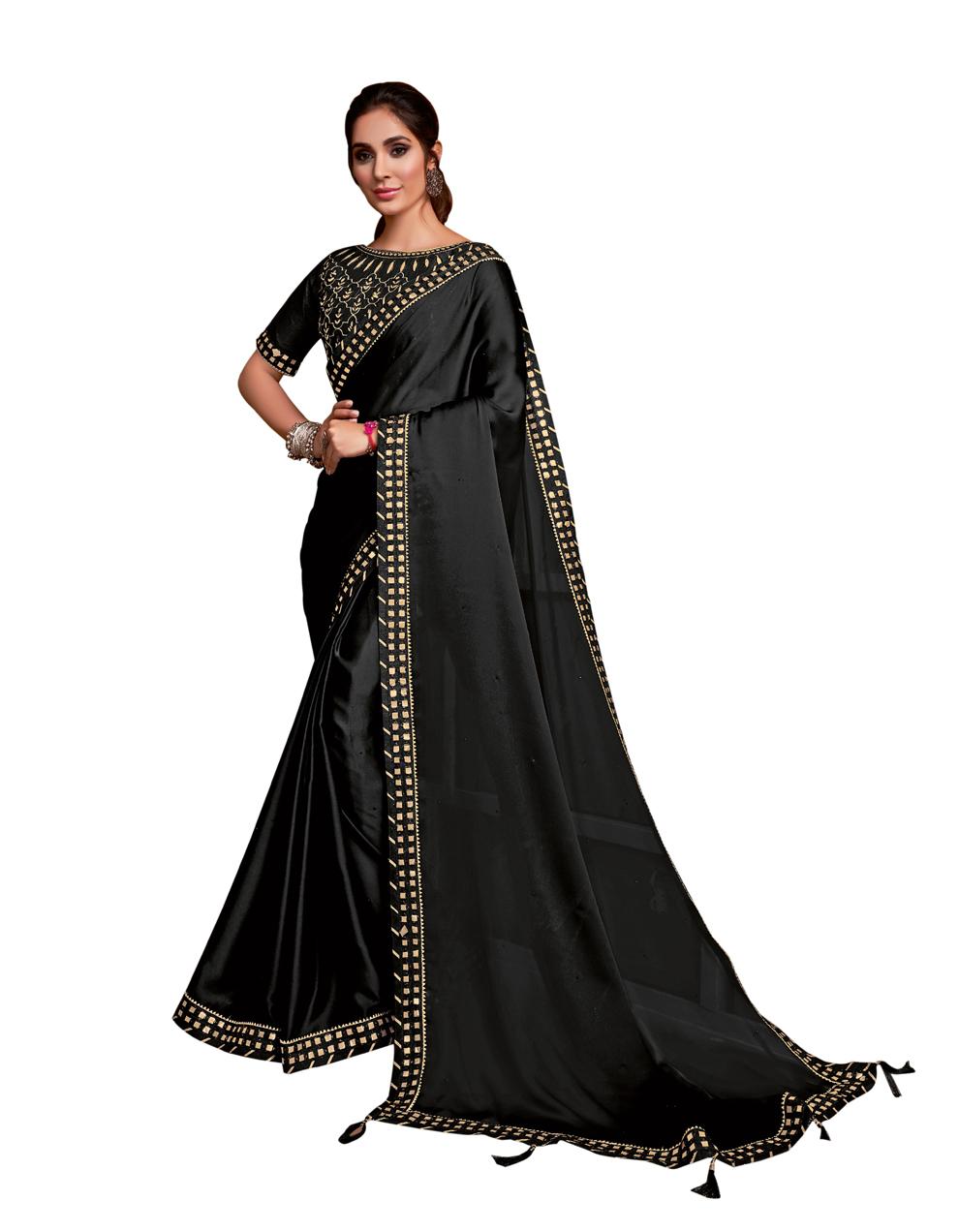 Black Silk georgette Saree With Blouse MH23219