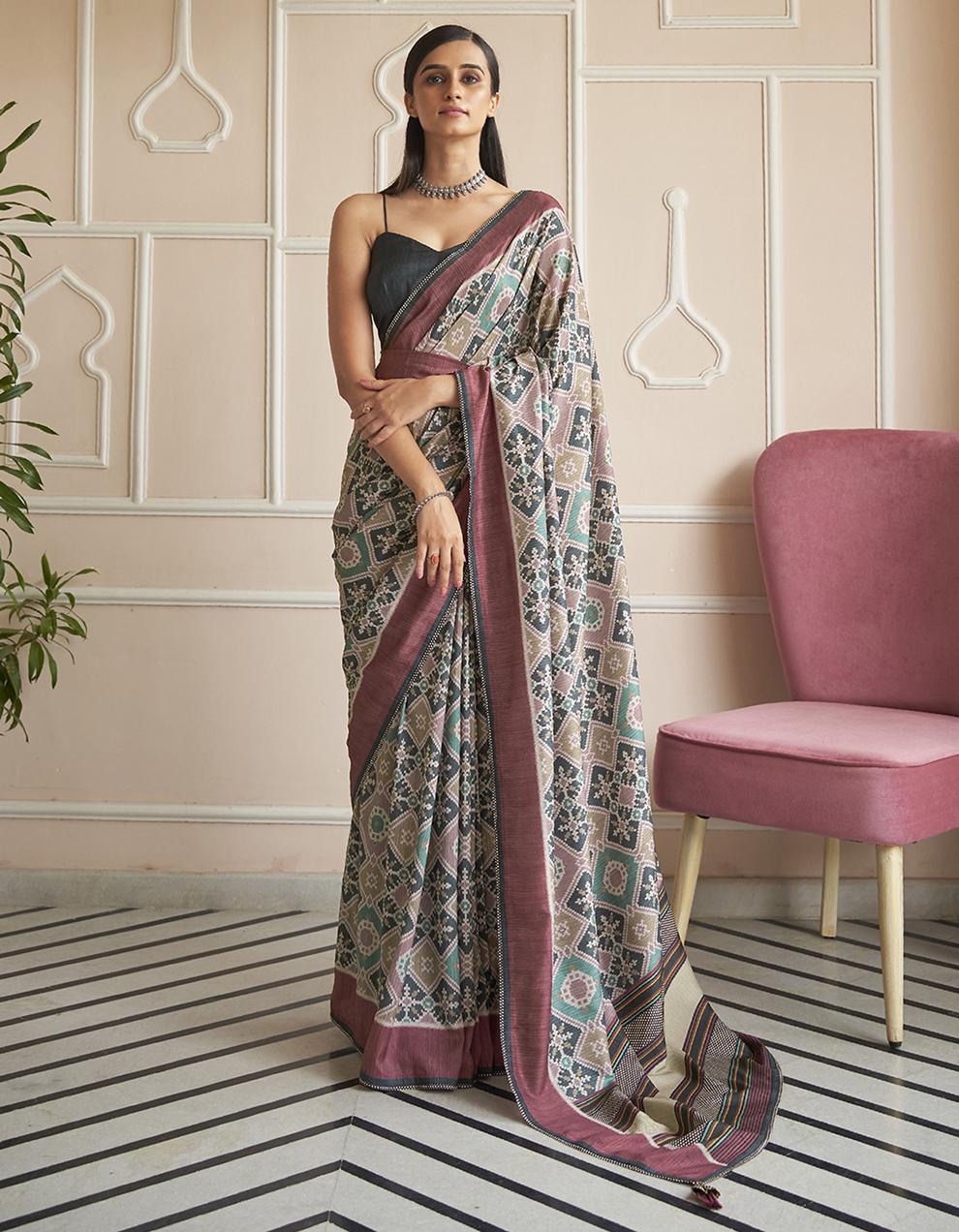 Multicolor Silk Saree With Blouse SD25801