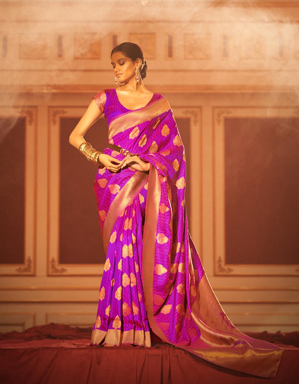Purple SILK Saree for Women With Blouse SD28582