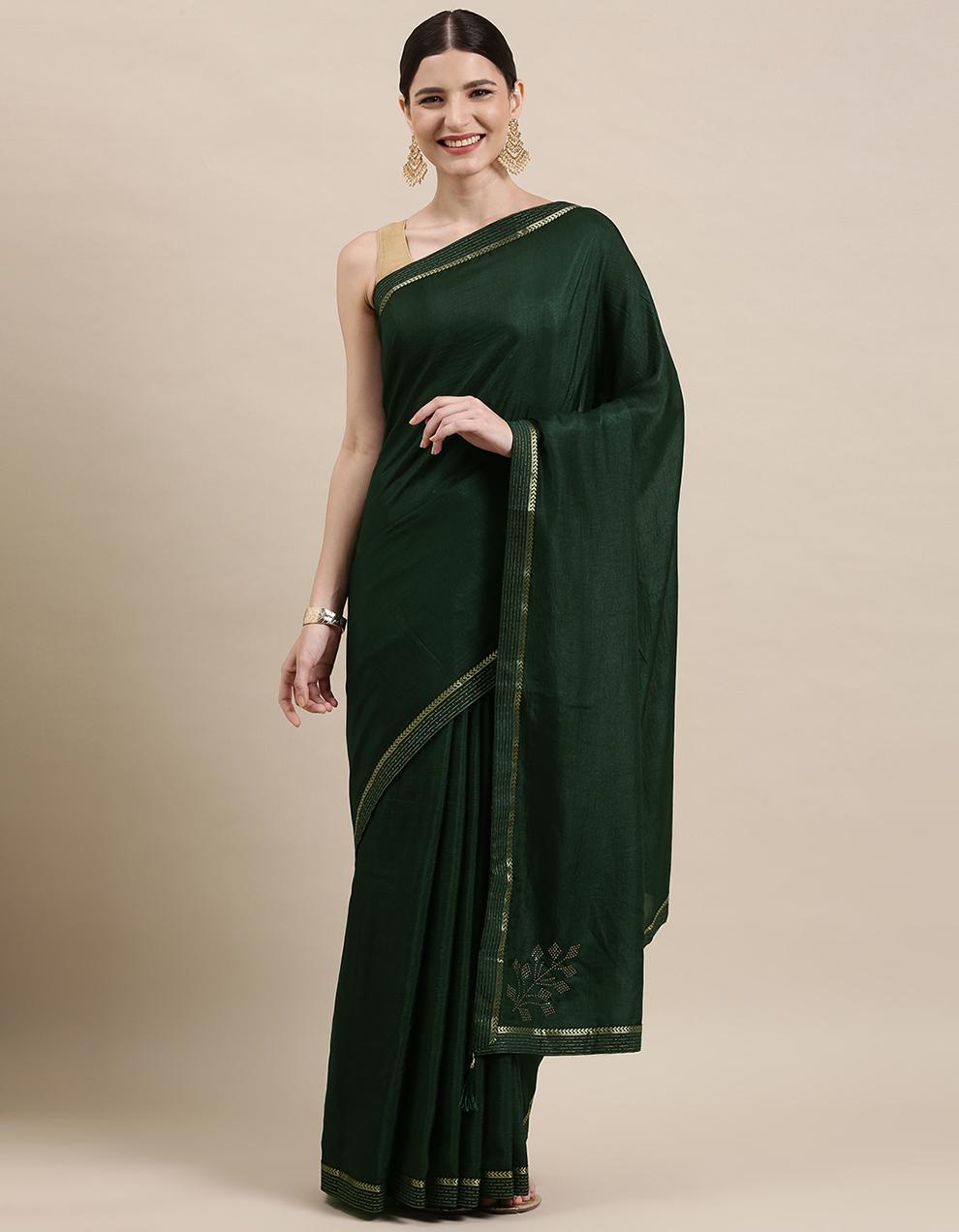 Light Green Silk Saree With Blouse IW26557