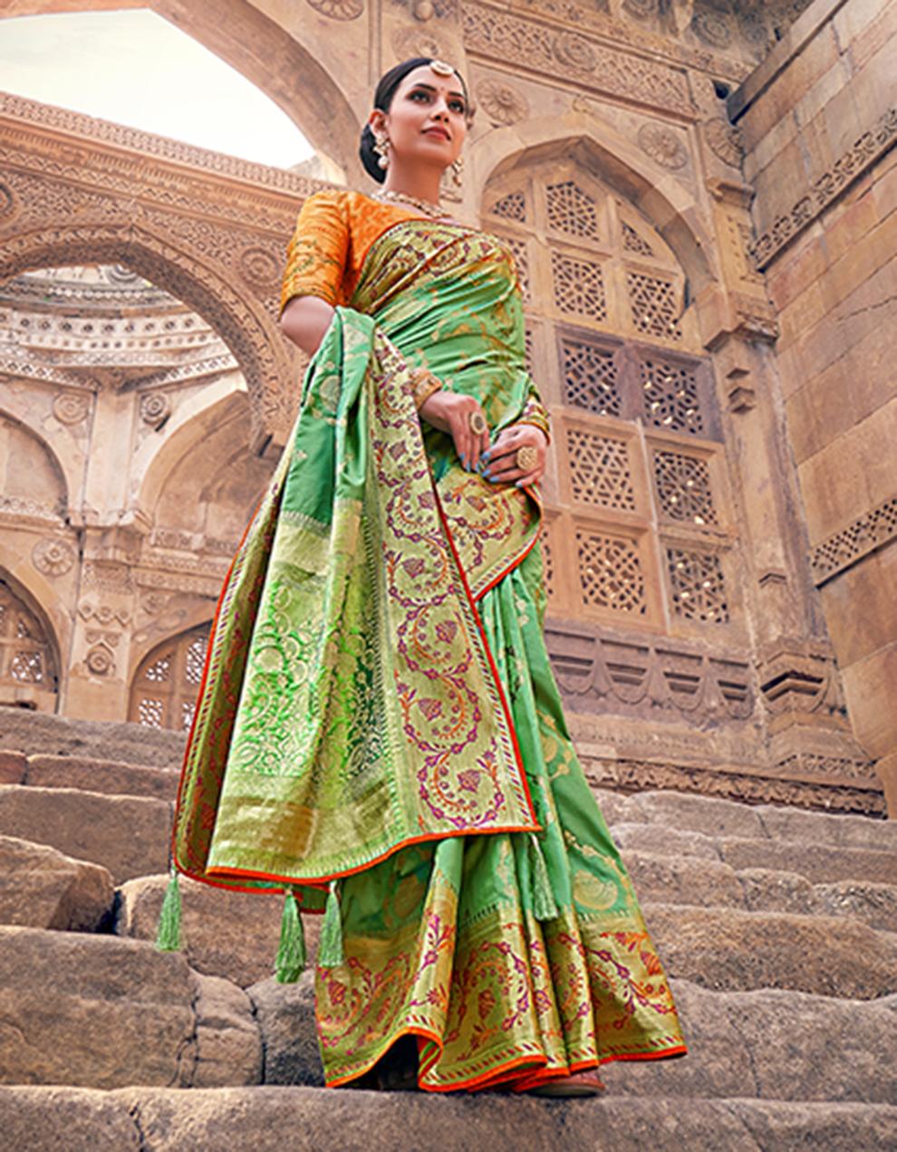 Green Fancy Fabric Saree for Women With Blouse SD27879