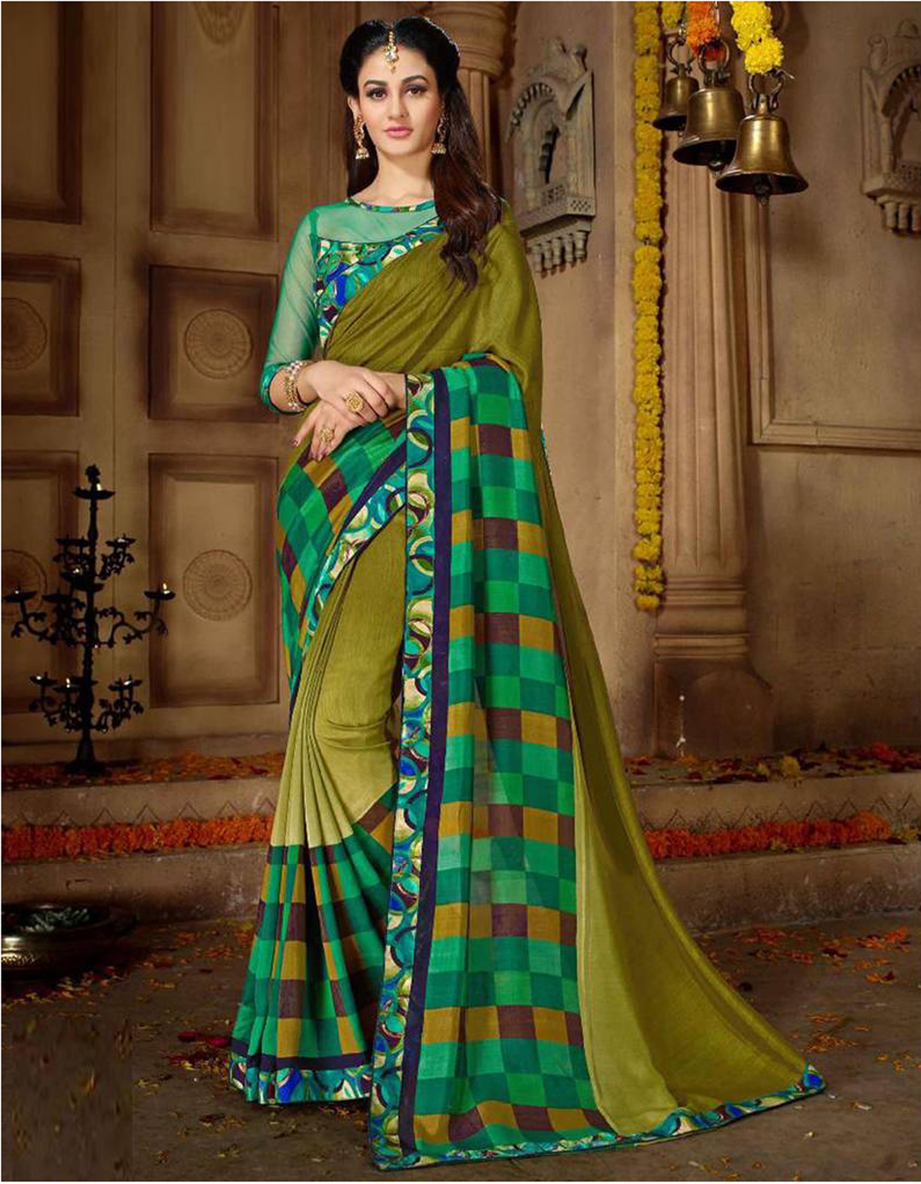 Green Silk Saree With Blouse SD18781