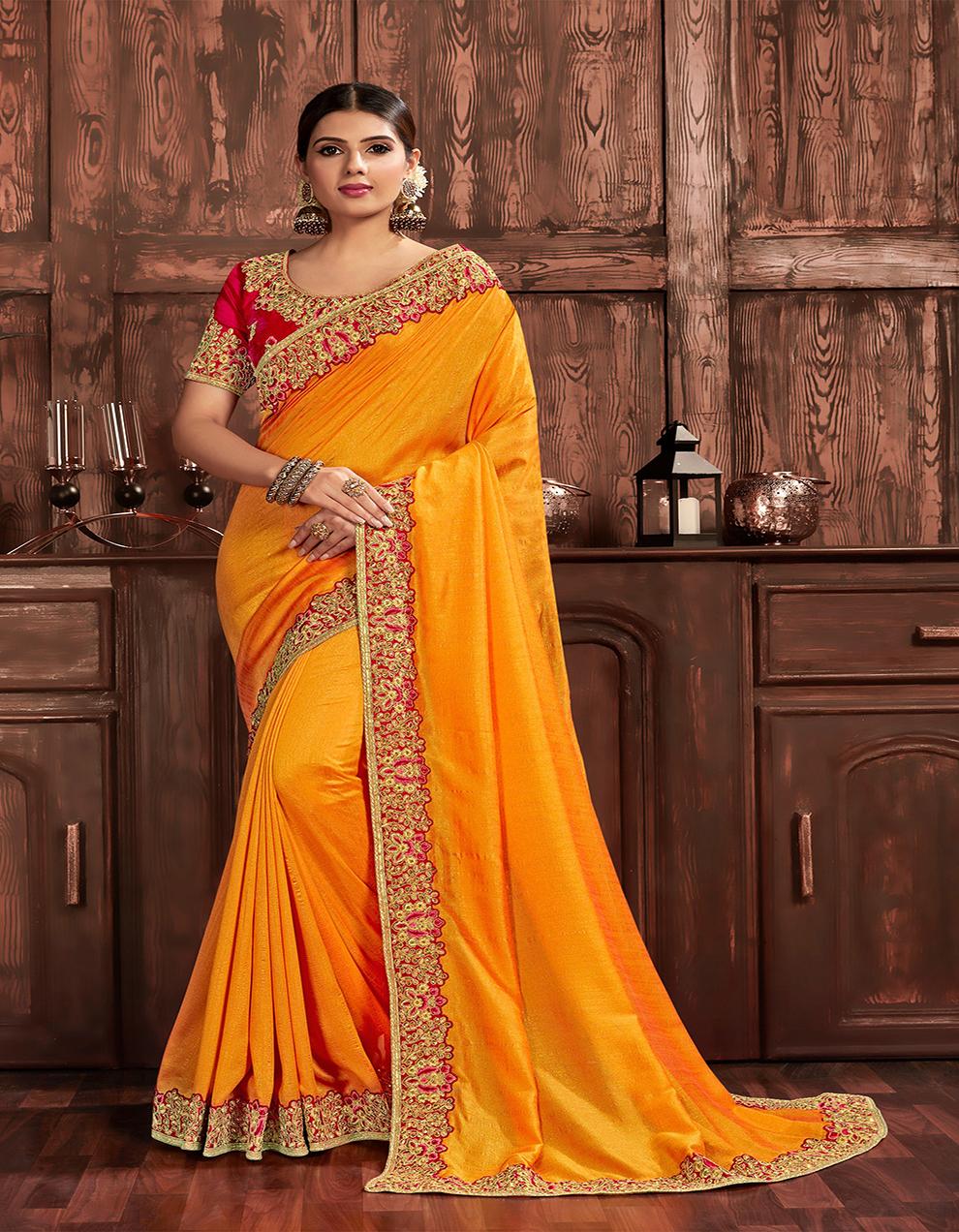 Yellow Poly Silk Saree With Blouse IW23715