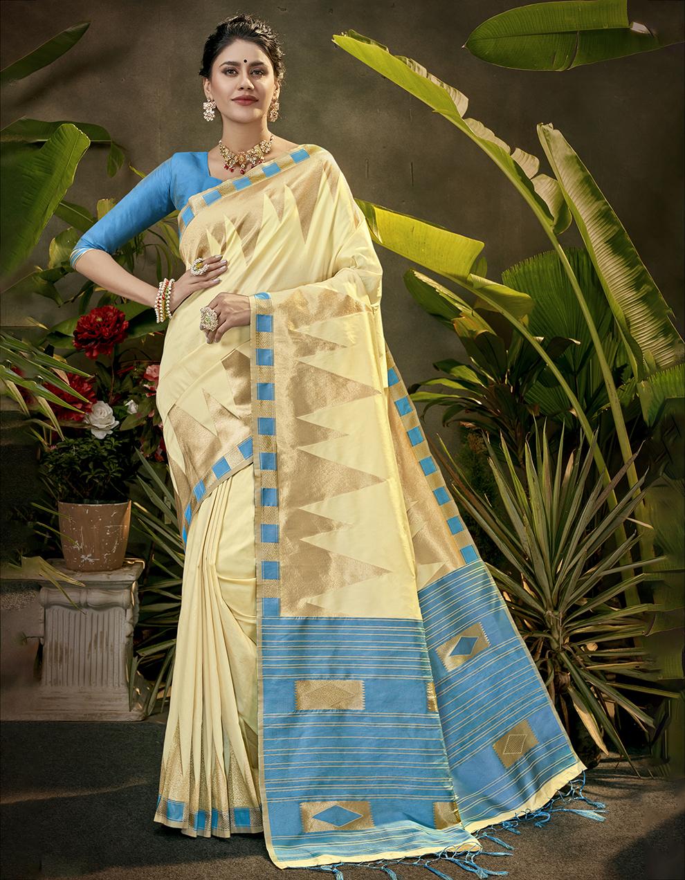 Multicolor Lichi Silk Saree With Blouse SD24117