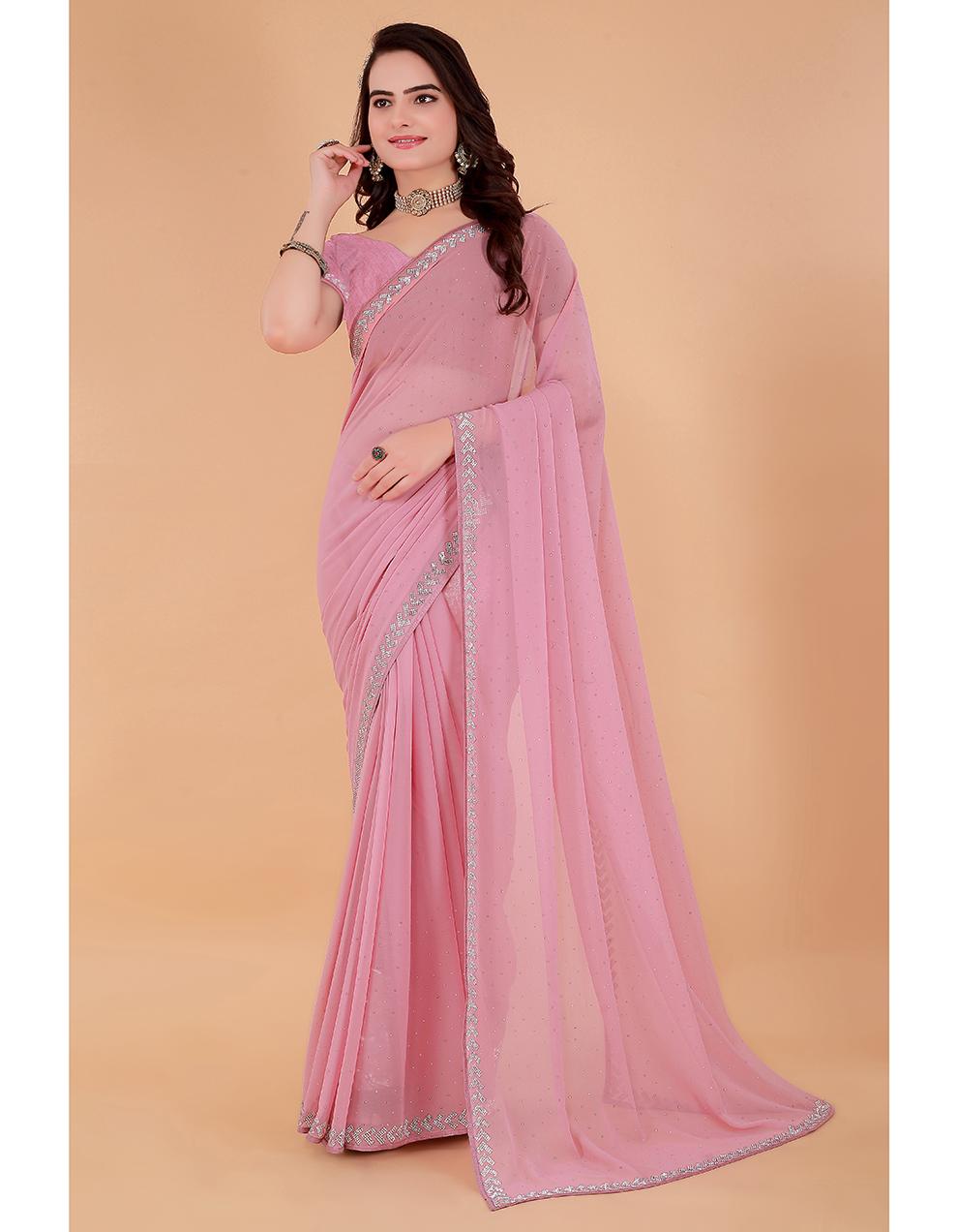 purple Georgette Saree for Women With Blouse SD29139