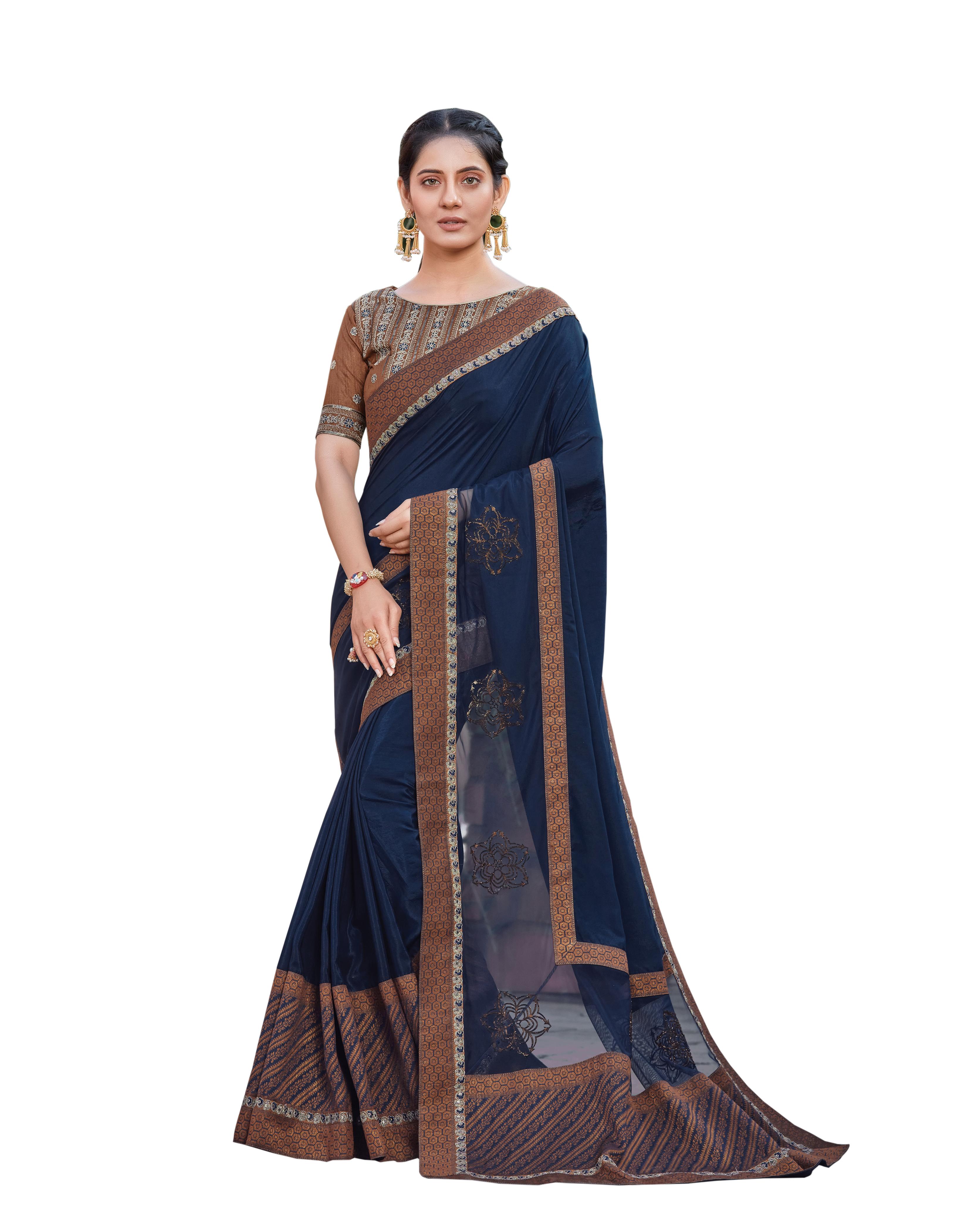 Blue Silk Saree With Blouse MH25052