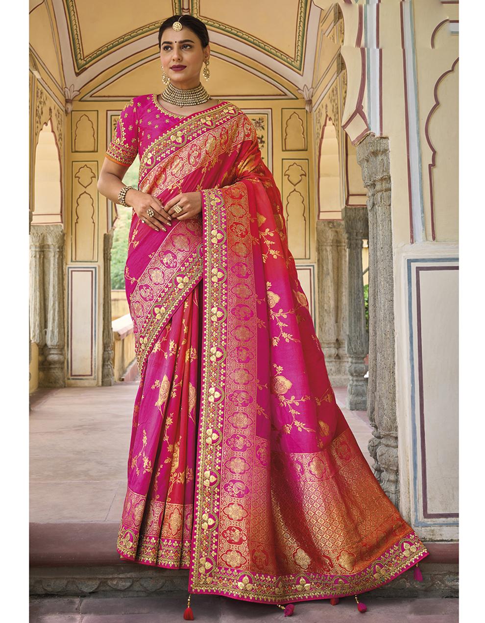 Pink Pure Dola Viscose Saree for Women With Blouse SD27806