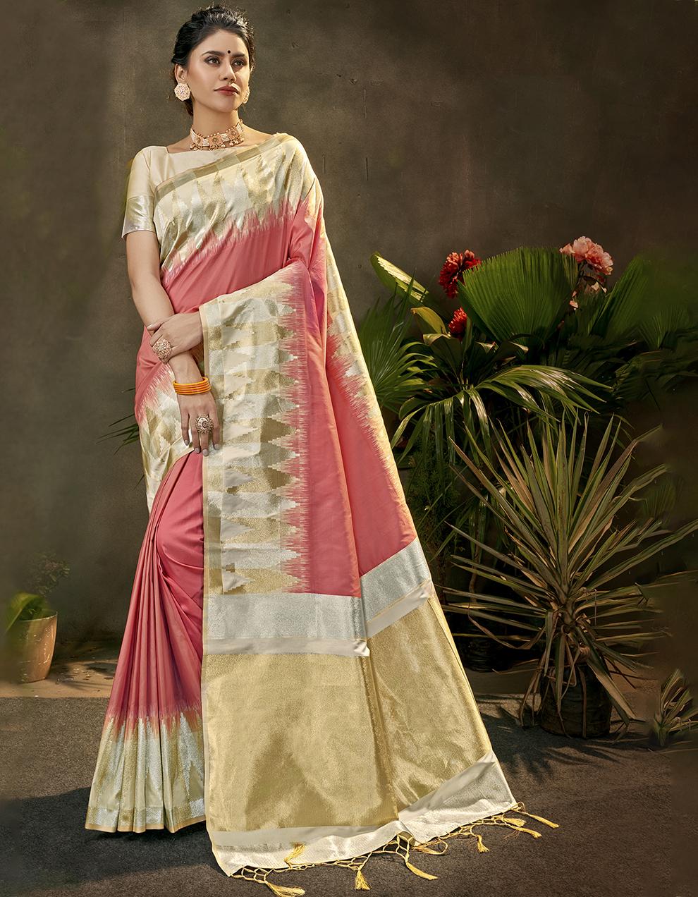 Multicolor Lichi Silk Saree With Blouse SD24120
