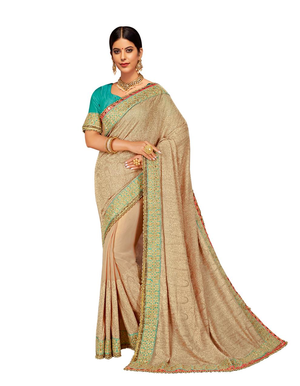 Beige Georgette Saree With Blouse MH23176