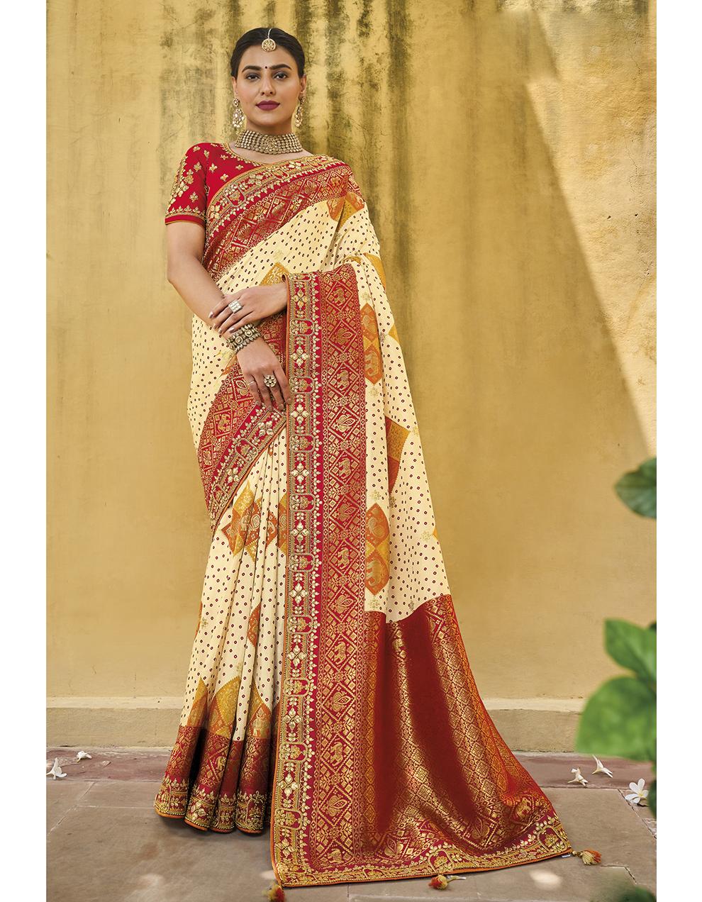 Light Yellow Pure Dola Viscose Saree for Women With Blouse SD27810