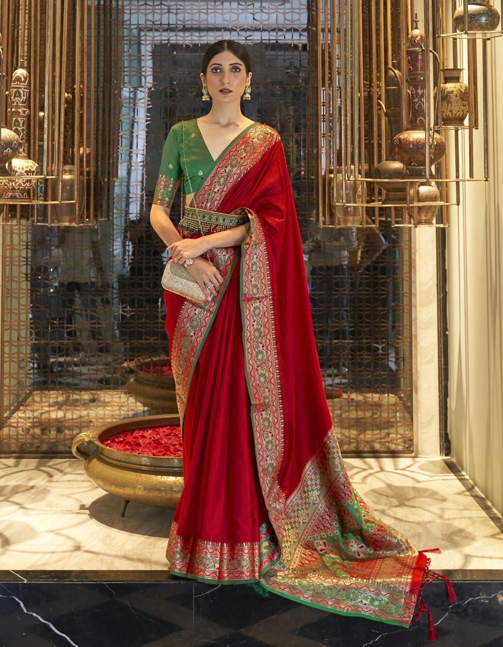 red ART SILK Saree for Women With Blouse SD28258