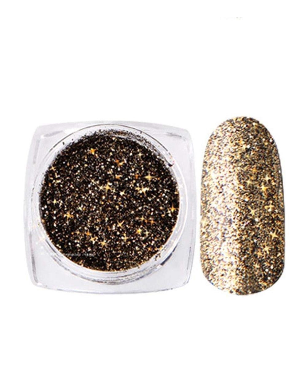DesiButik's Nail Art Glitter Powder Golden And Black NC08