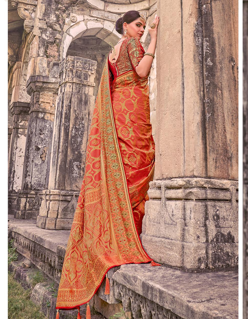 Orange Fancy Fabric Saree for Women With Blouse SD27886