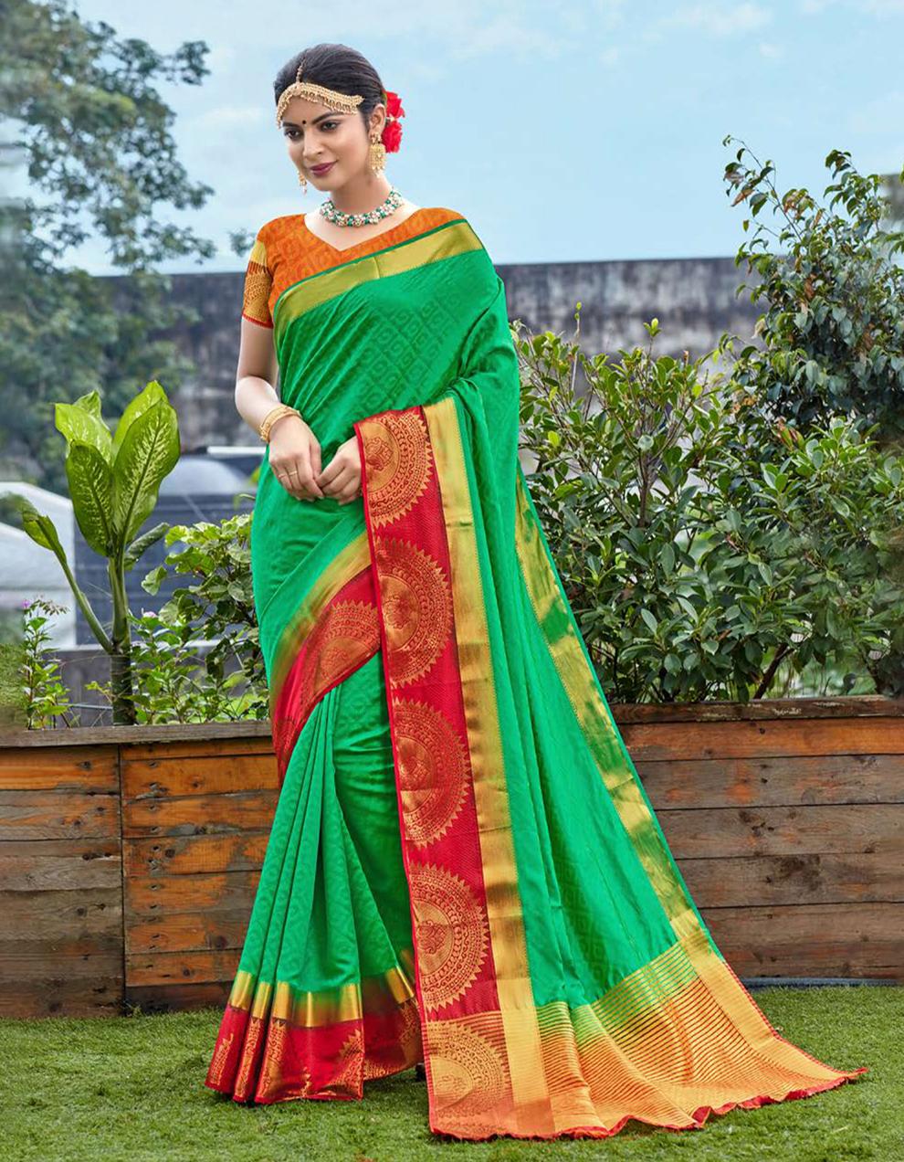 Green Art Silk Saree With Blouse MK25879