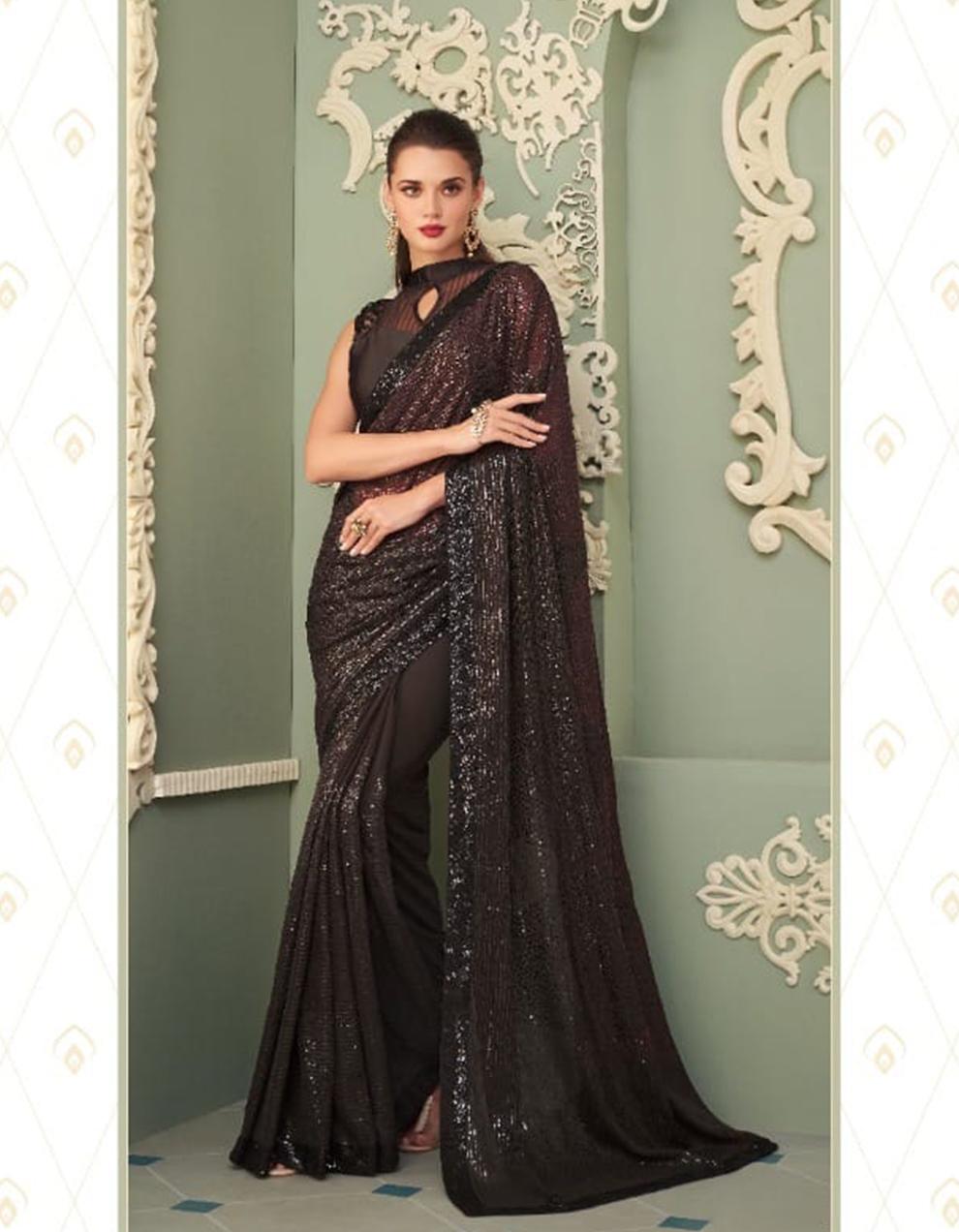 Brown Georgette Saree for Women With Blouse SD27935