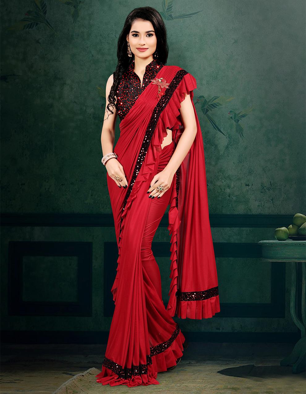 Red Silk Saree With Blouse SD25100