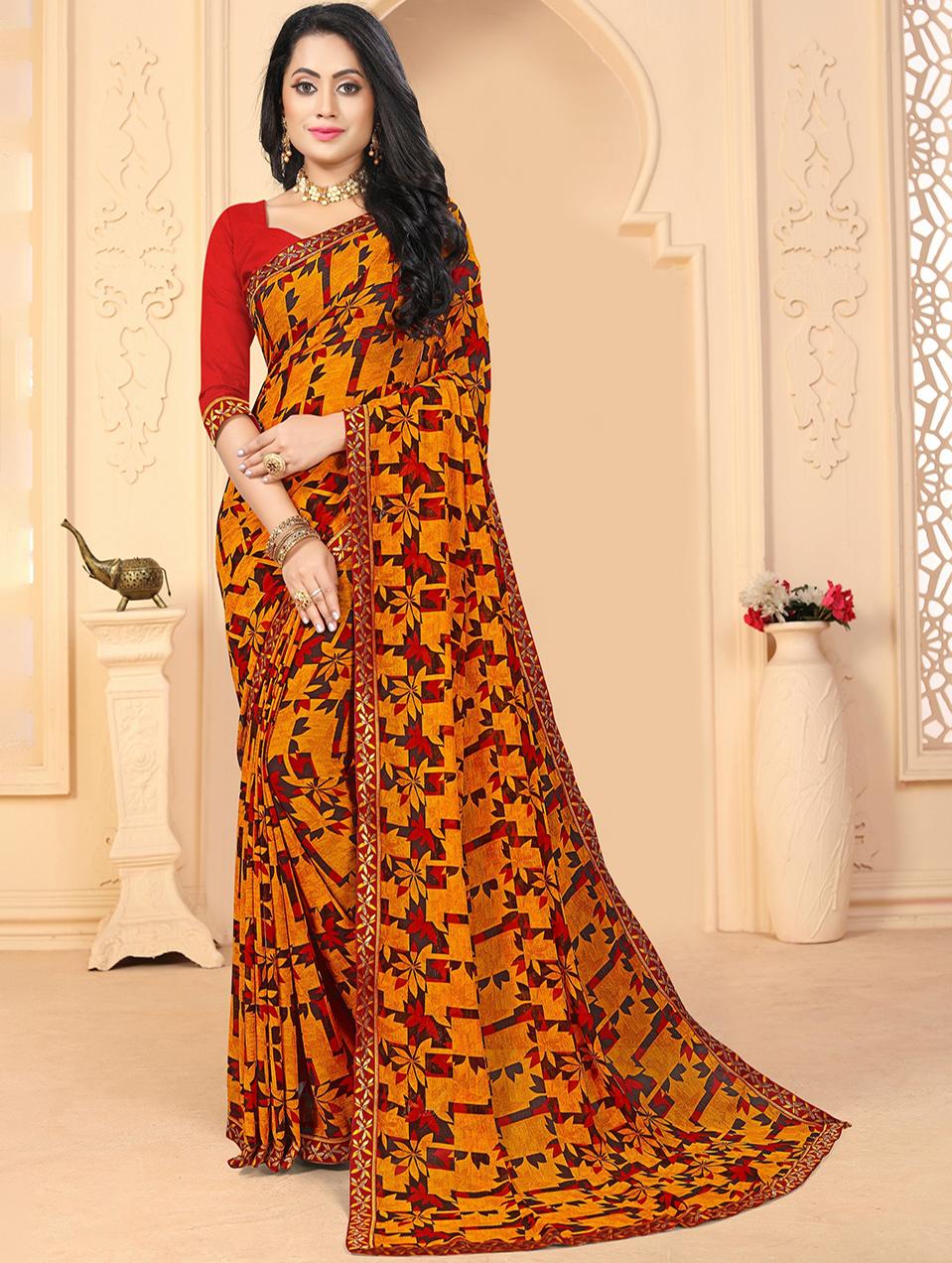 Mustard Georgette Saree With Blouse IW24783
