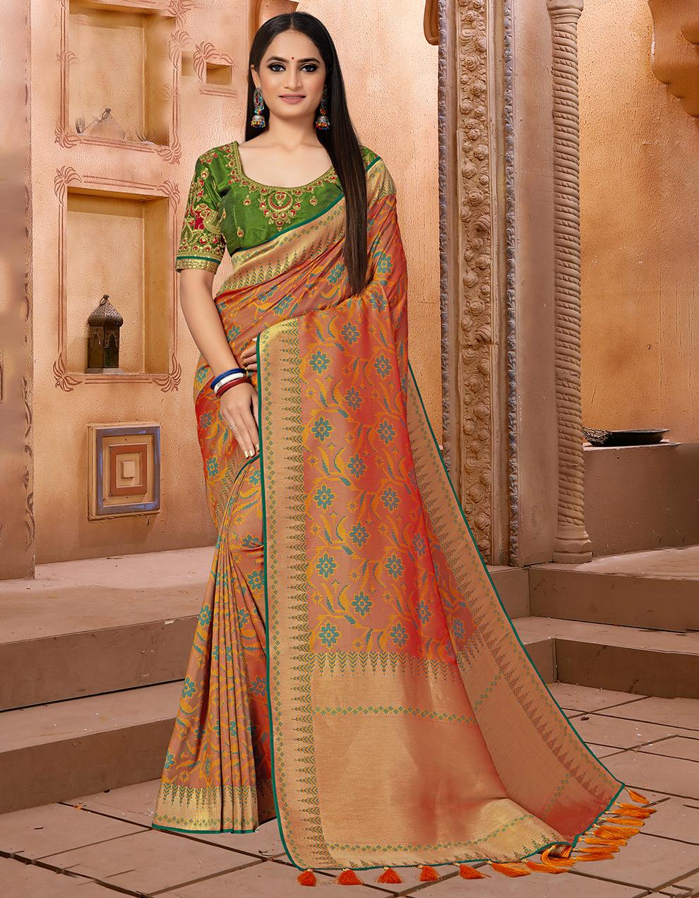 Multicolor Banarasi Silk Saree With Blouse SD23631