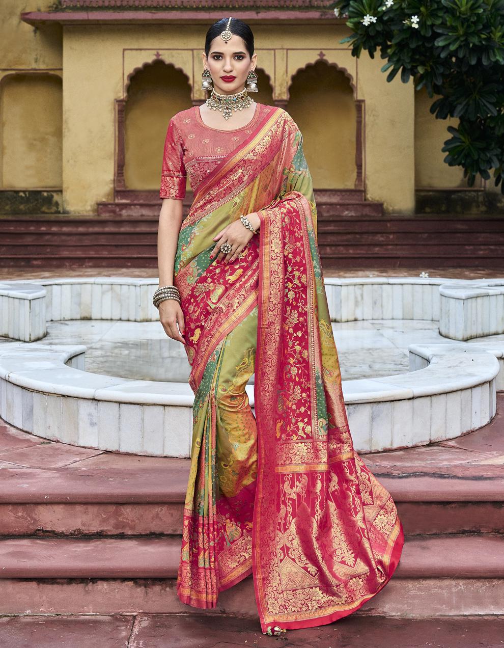 Multicolor Tissue Kanjivaram Saree for Women With Blouse SD27751