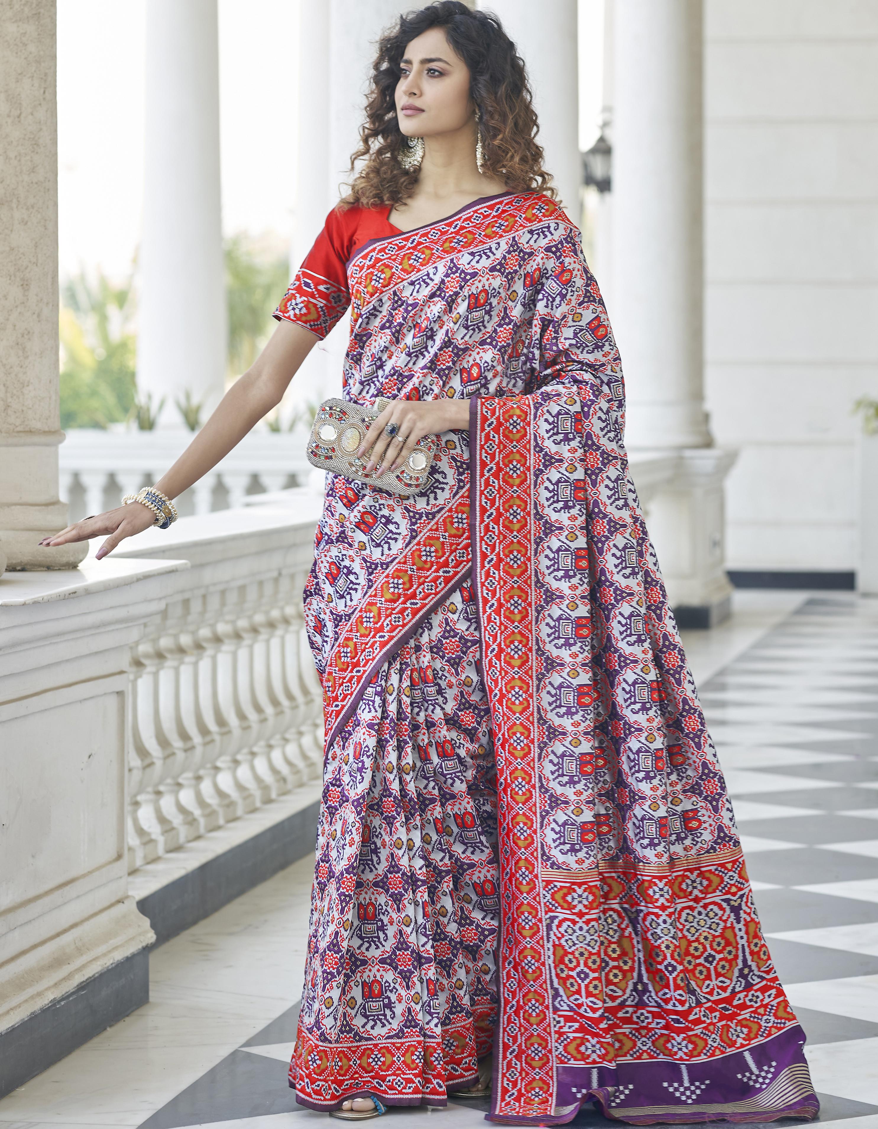 Multicolor Silk Patola Saree for Women With Blouse SD27201