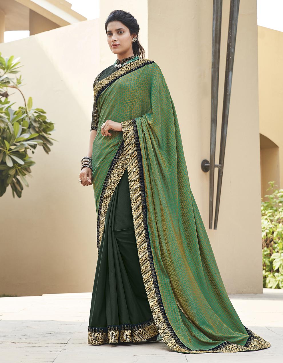 Multicolor Banarasi silk Saree With Blouse SD23867