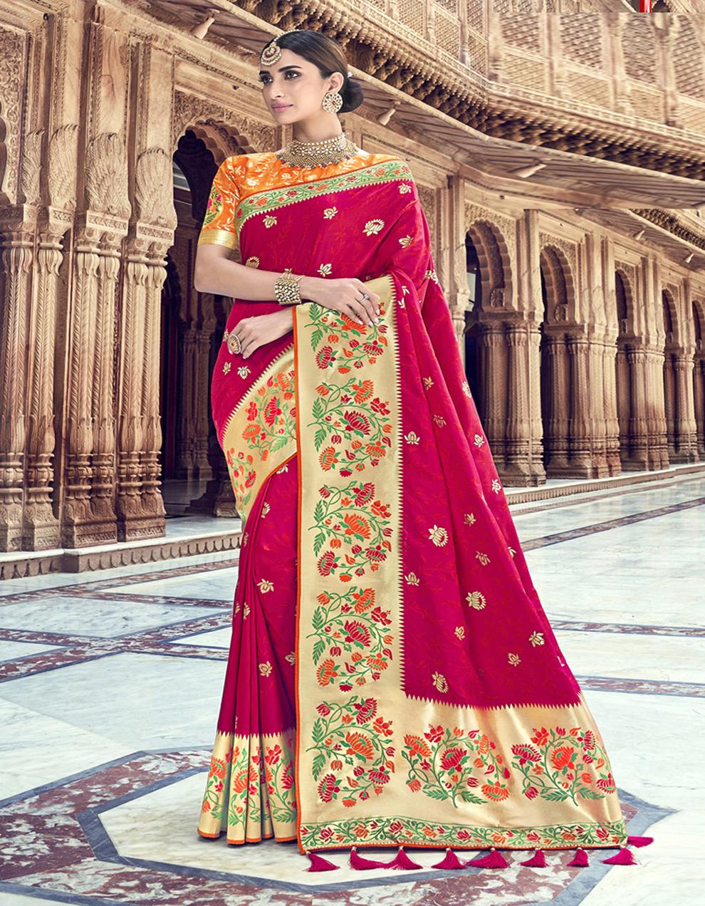 Red Top Dyed Silk Saree With Blouse SD21130