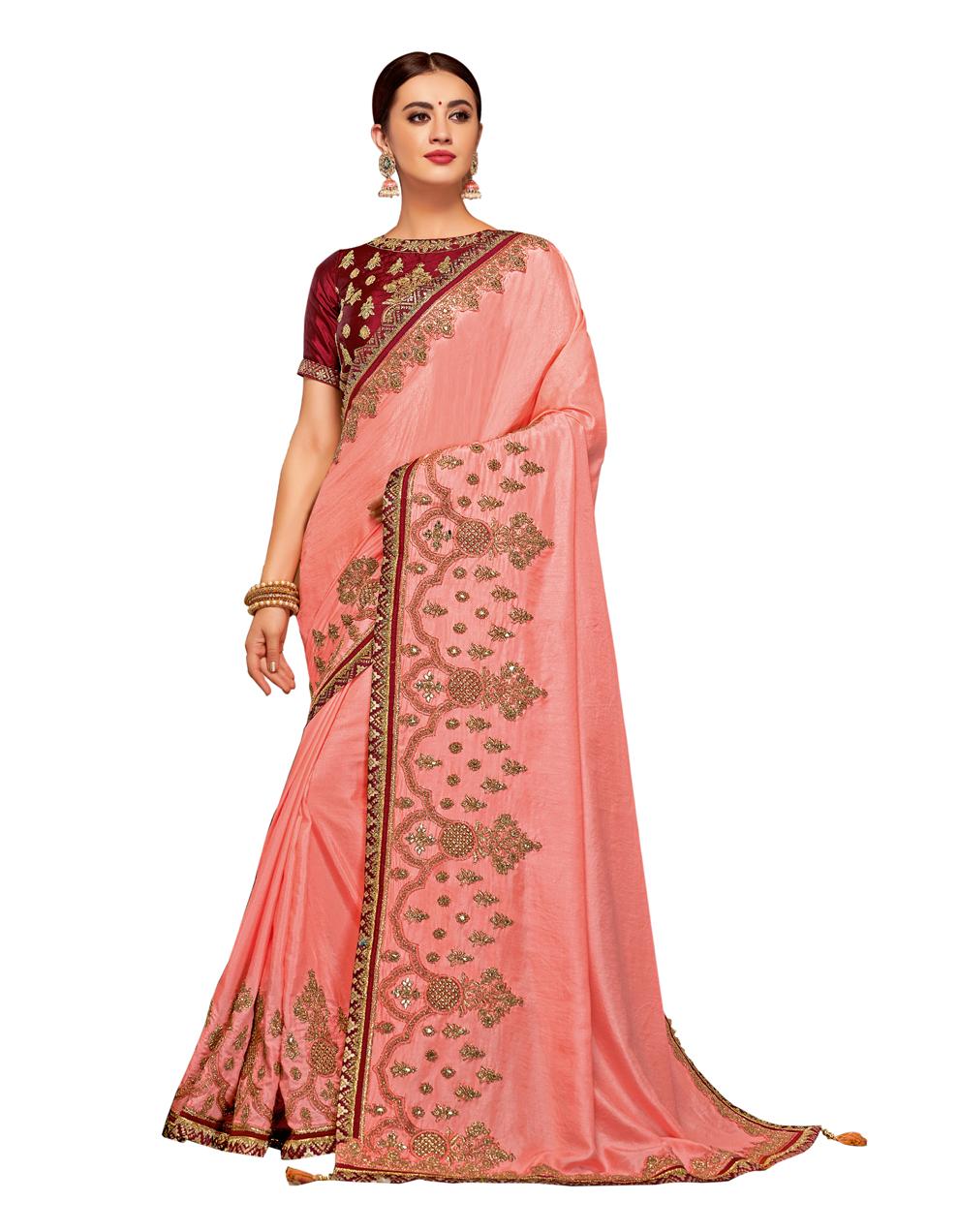 Pink Silk georgette Saree With Blouse MH23166
