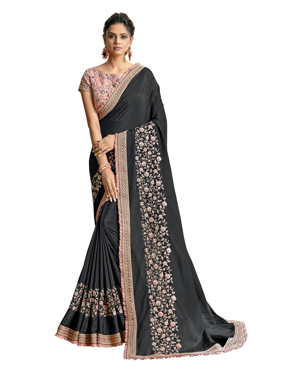 Grey Silk georgette Saree With Blouse MH23943