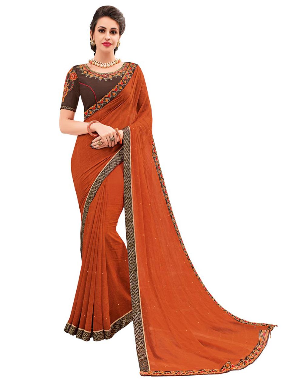 Orange Georgette Saree With Blouse IW17672