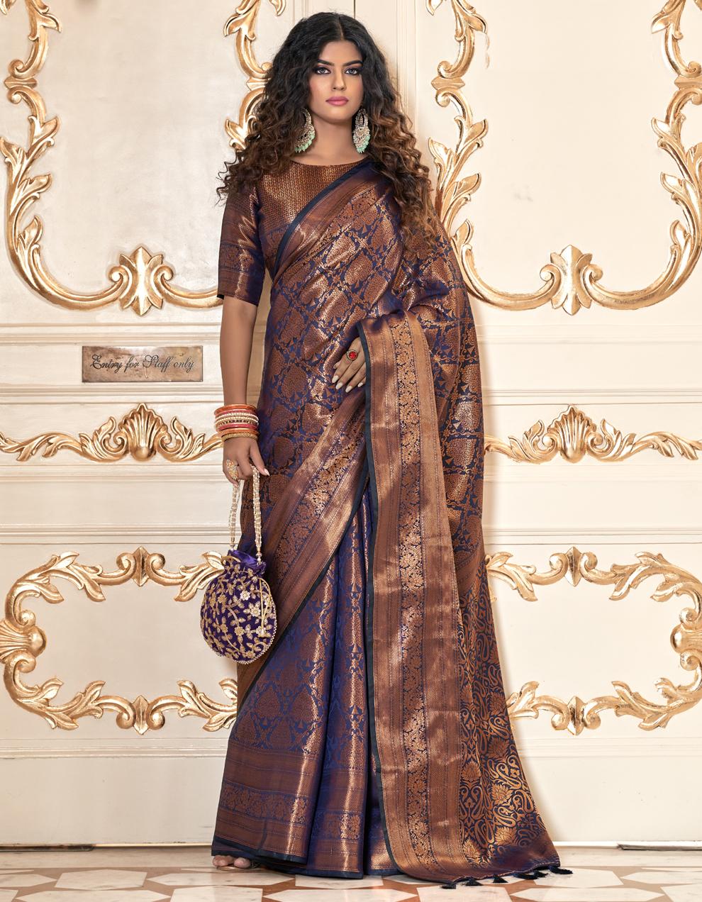 Blue Soft Silk Saree for Women With Blouse SD27668
