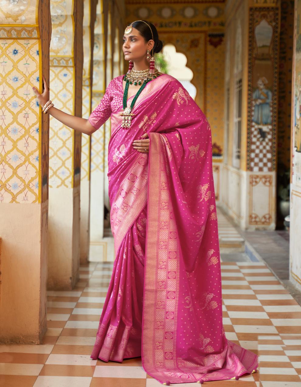Pink Silk Saree for Women With Blouse SD27875