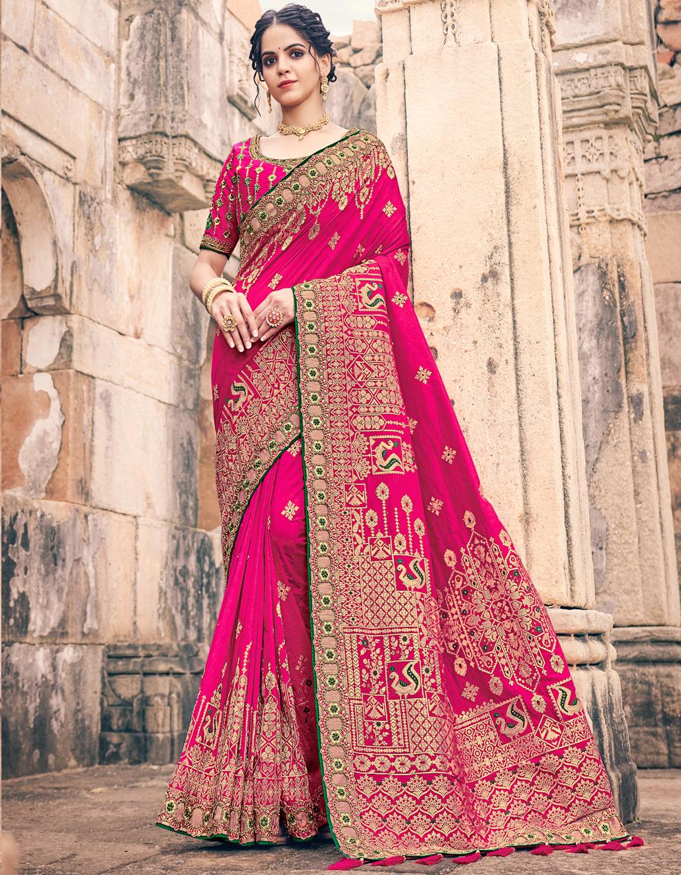 Pink Dola Silk Saree for Women With Blouse SD27845