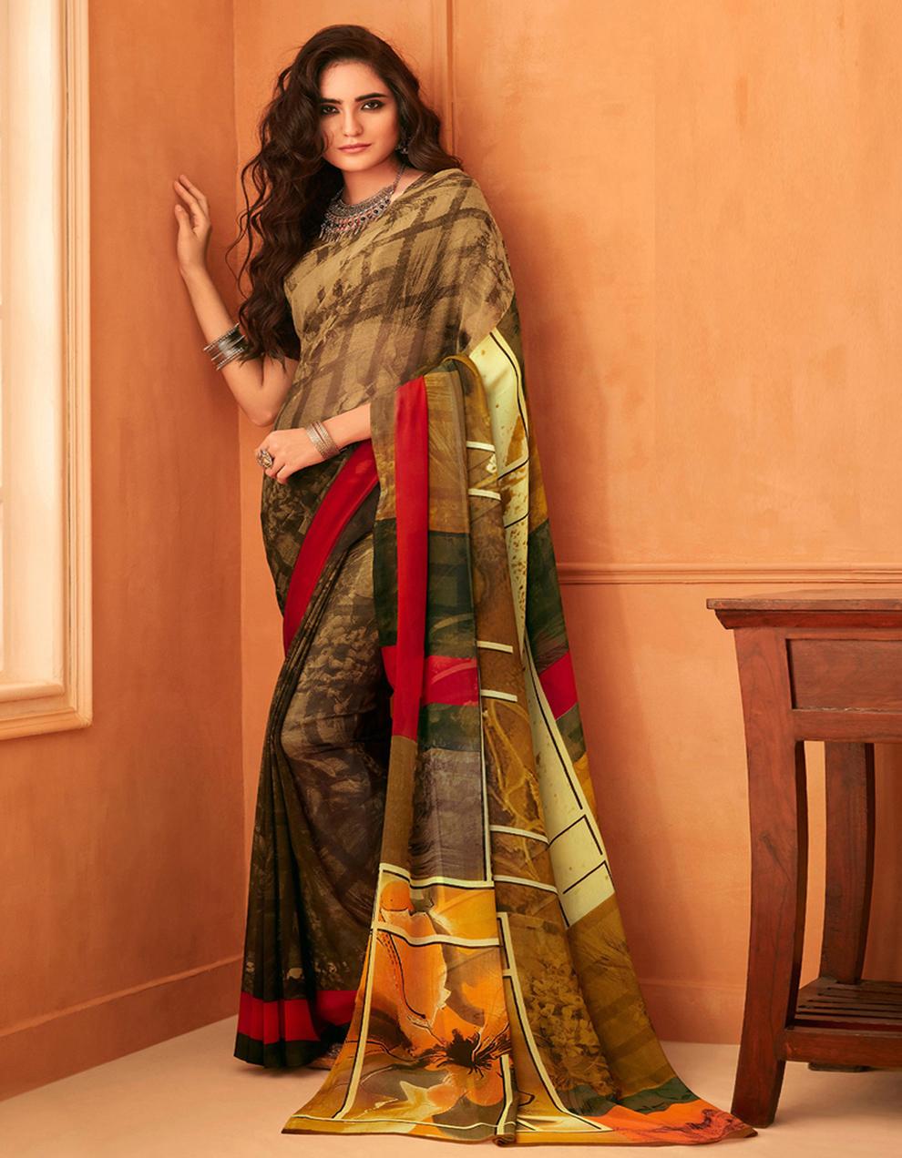 Green Georgette Saree With Blouse IW21336