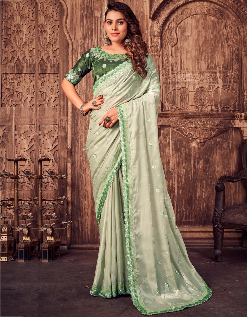 Green Silk Saree for Women With Blouse SD27729