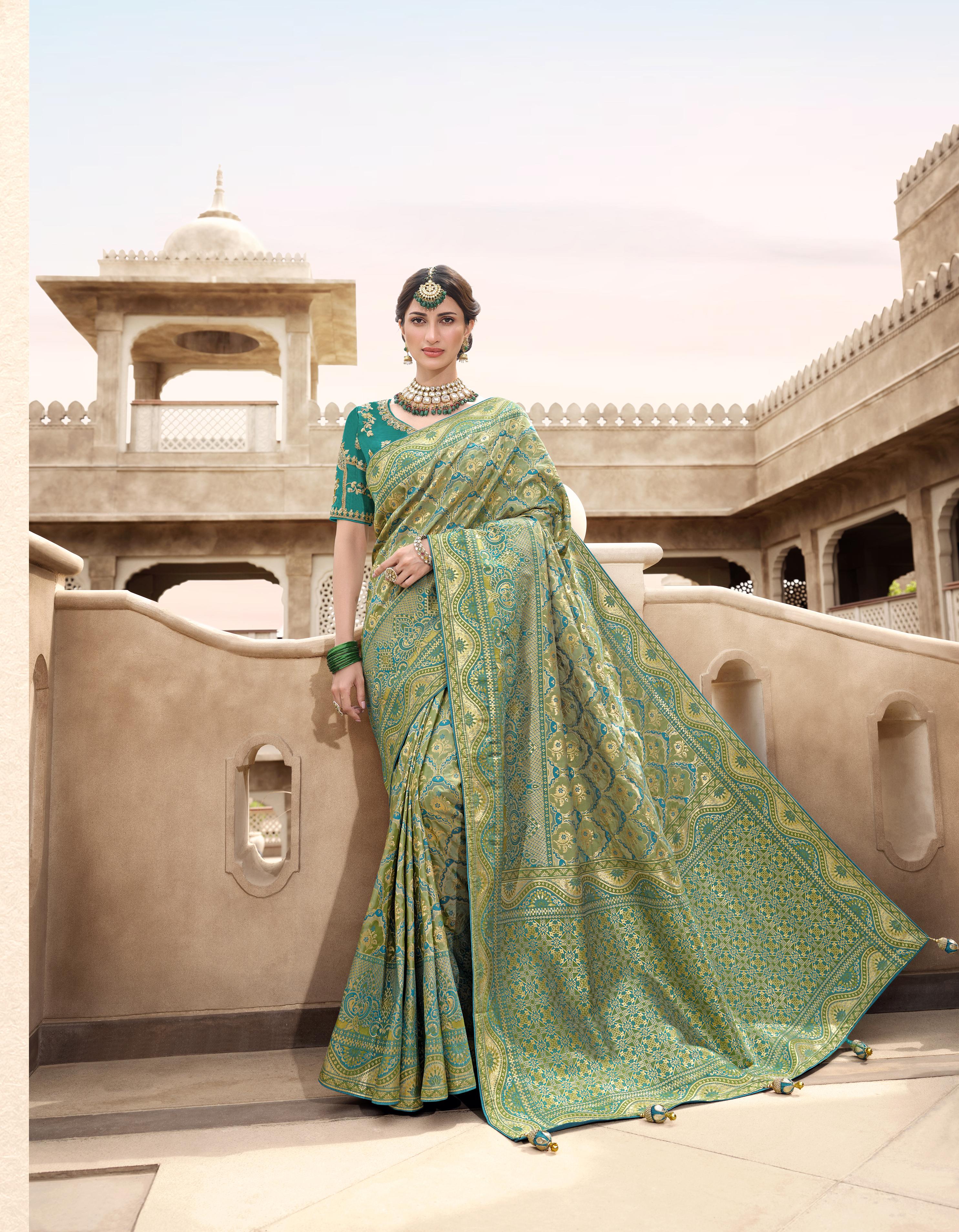 Green Silk Saree for Women With Blouse SD27192