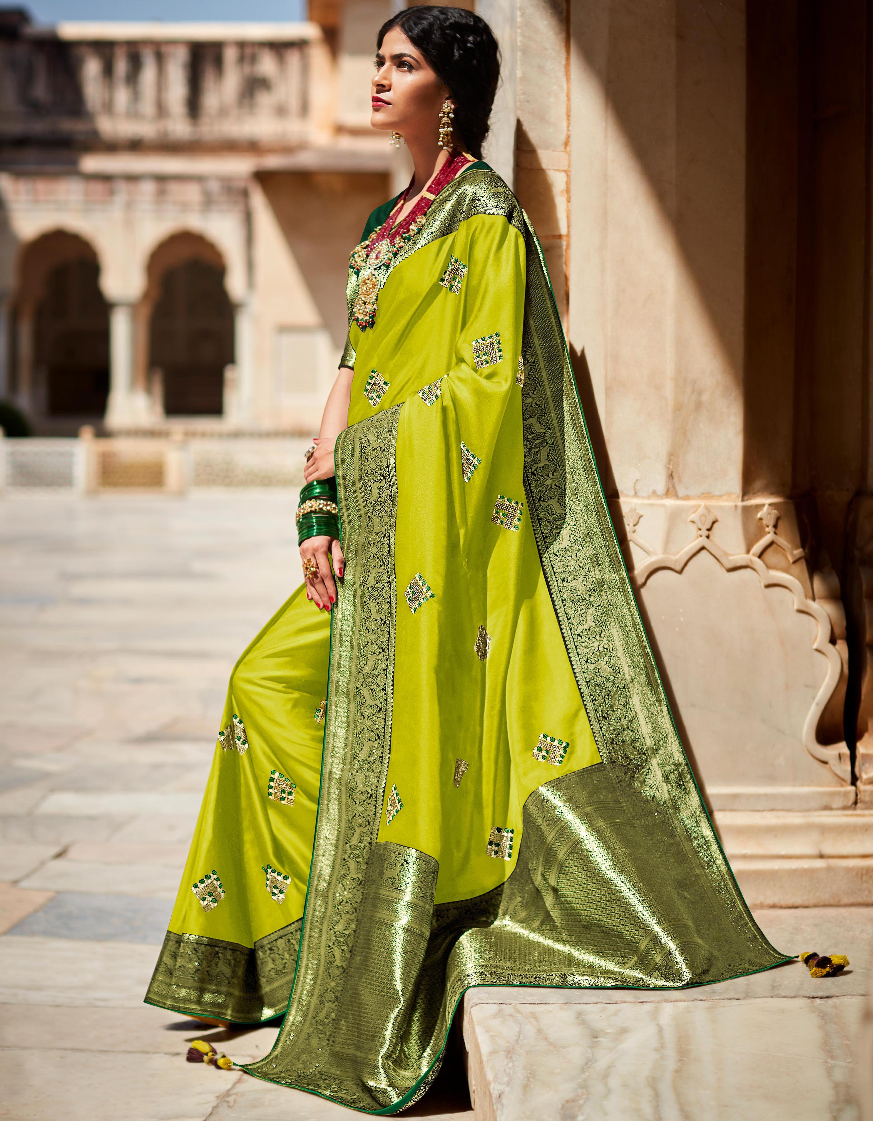 Green Silk Party Wear Saree for Women With Blouse SD27237