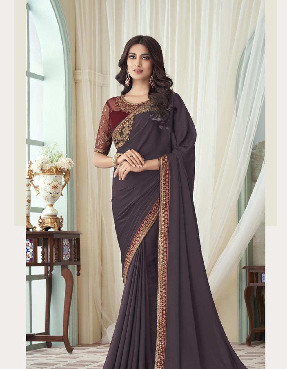 Brown ART SILK Saree for Women With Blouse SD28439