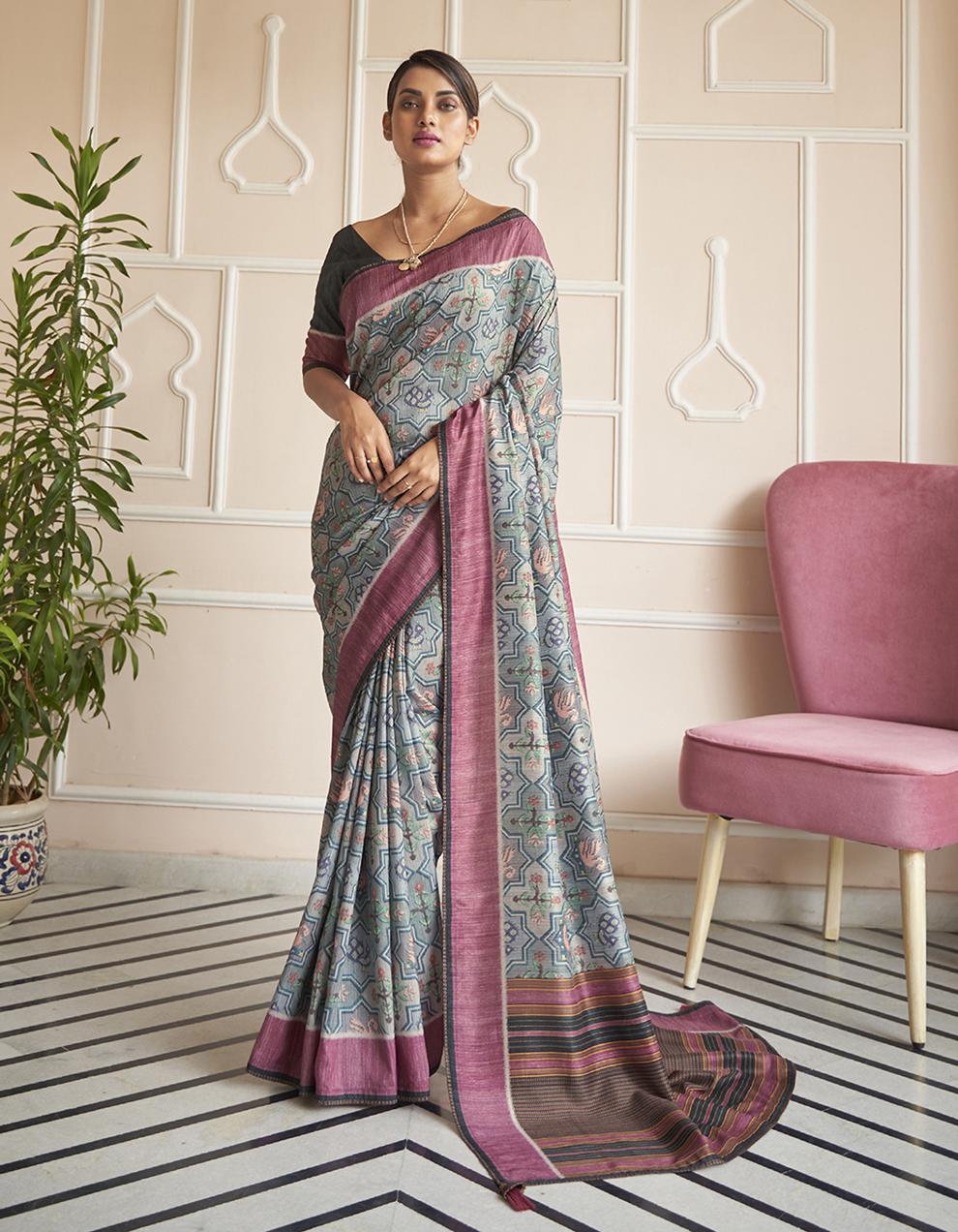 Multicolor Silk Saree With Blouse SD25800