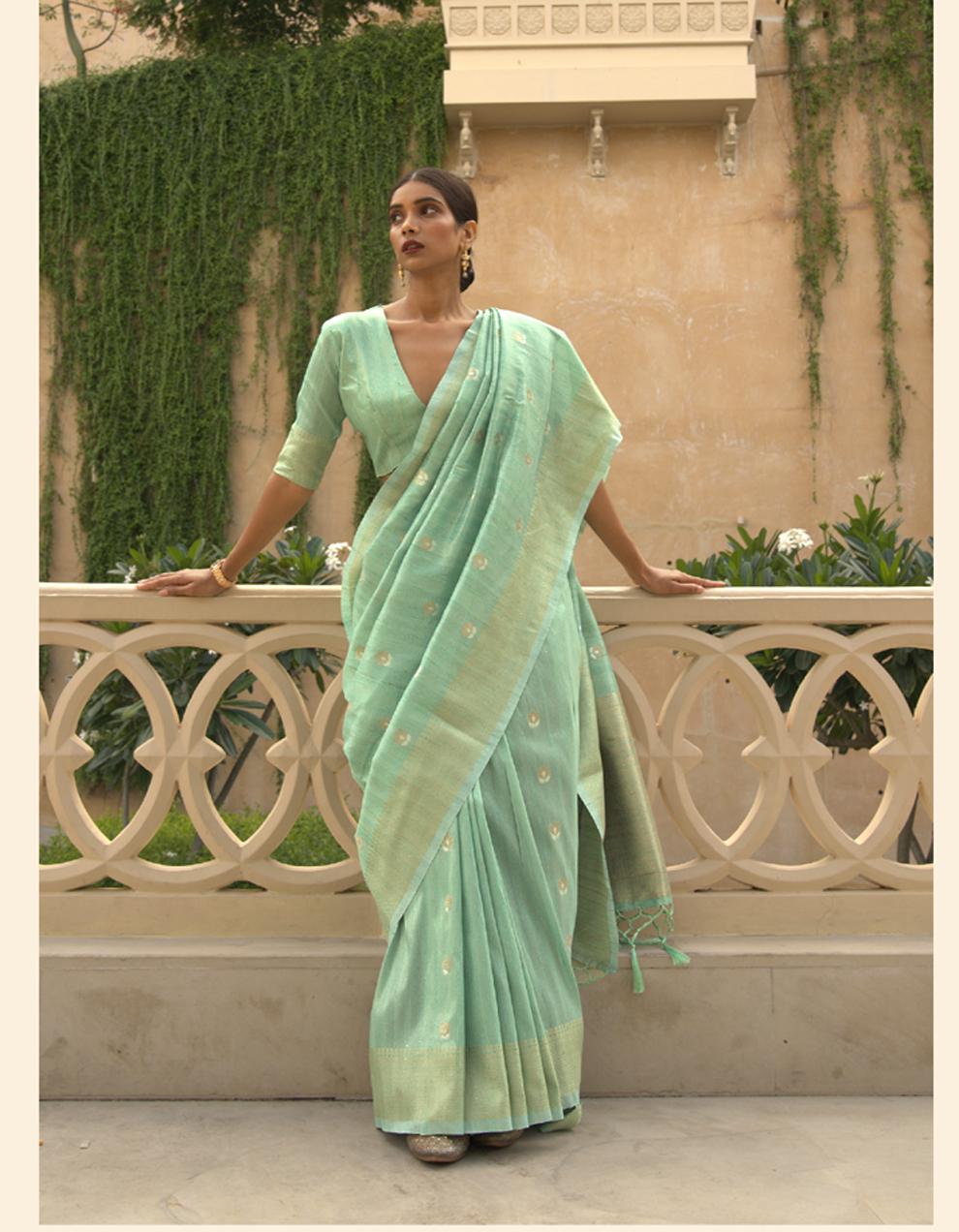 Green Art Silk Saree for Women With Blouse SD28017