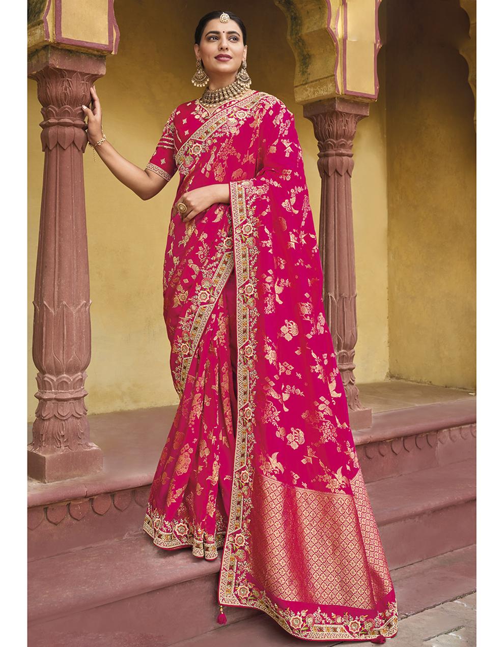 Pink Pure Dola Viscose Saree for Women With Blouse SD27811