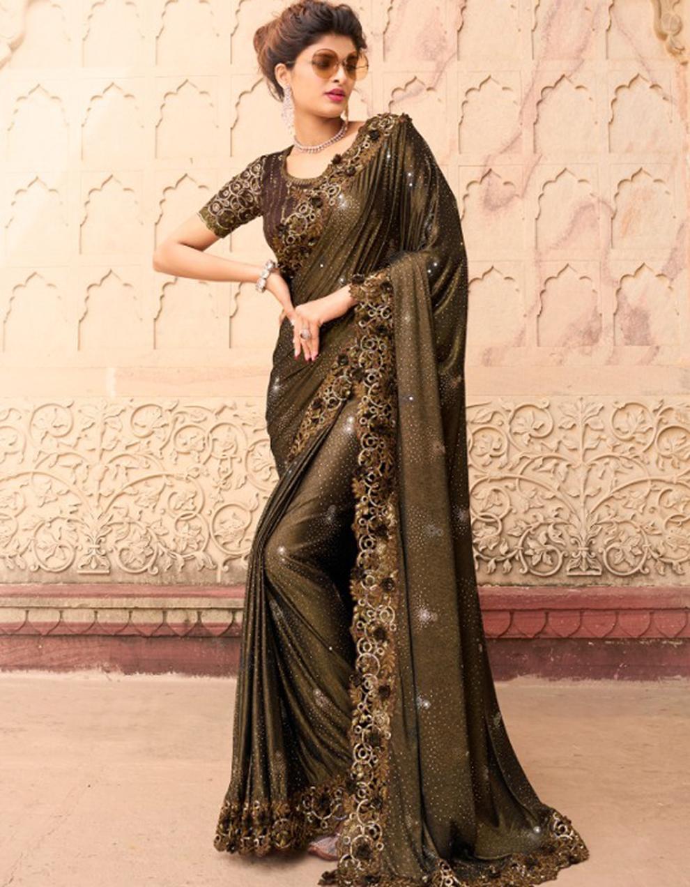 Brown Art Silk Saree for Women With Blouse SD28889