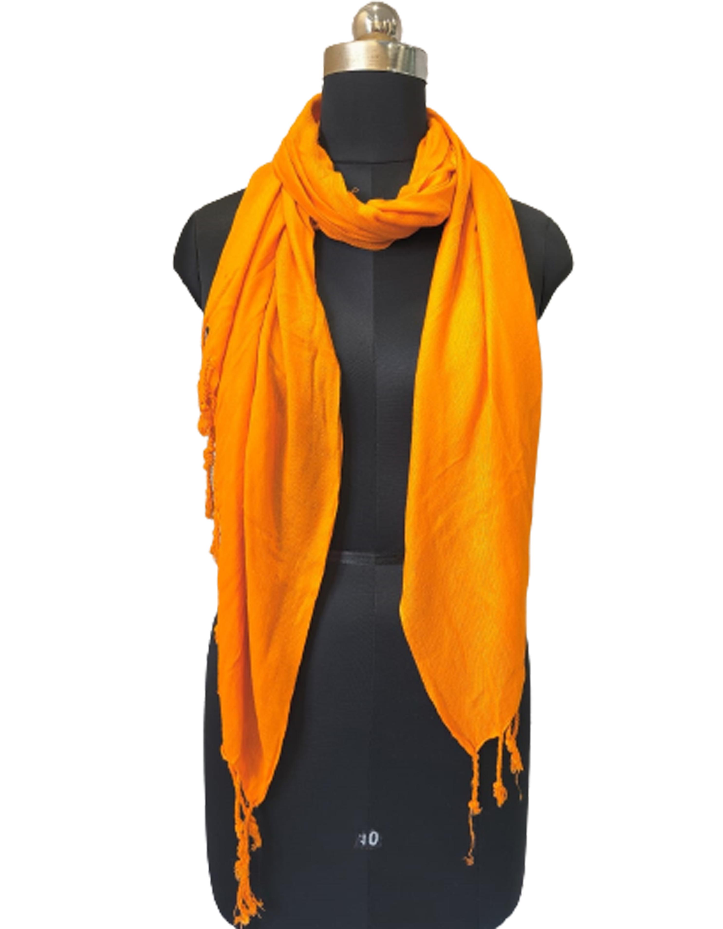Orange Plain Viscose Woolen Winter Wear Scarves/Stoles for Women ST103