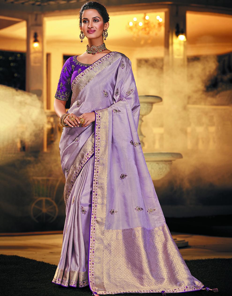 Purple Dola Silk Saree With Blouse SD26049