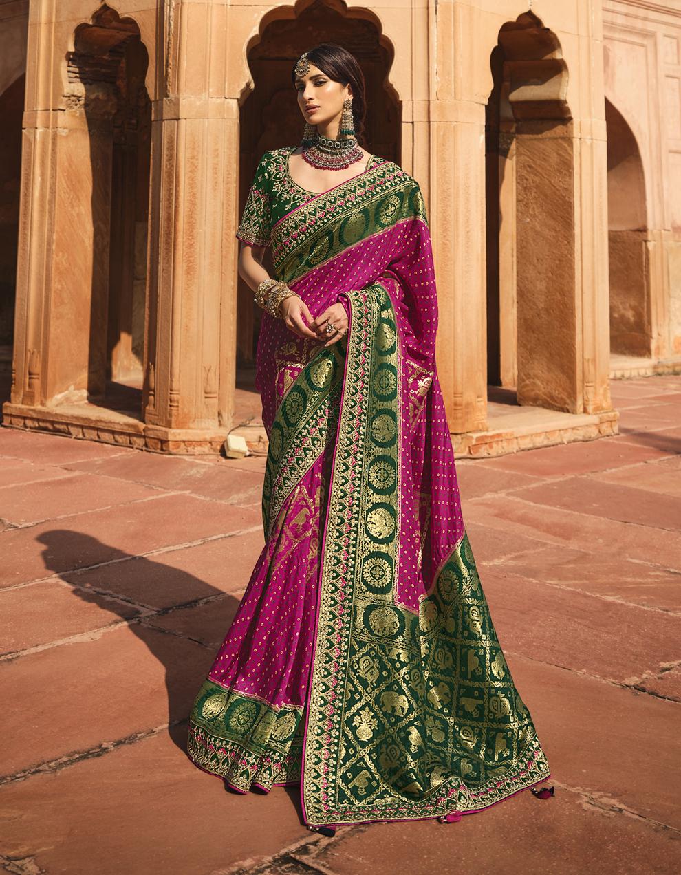 Multicolor Dola Silk Saree With Blouse SD25561