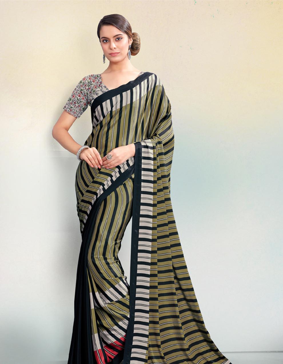 green CREPE SILK Saree for Women With Blouse SD28801